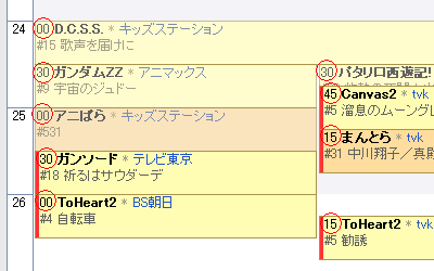 表モードのスクリーンショット